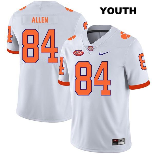 Youth Clemson Tigers #84 Davis Allen Stitched White Legend Authentic Nike NCAA College Football Jersey KPQ6346MA